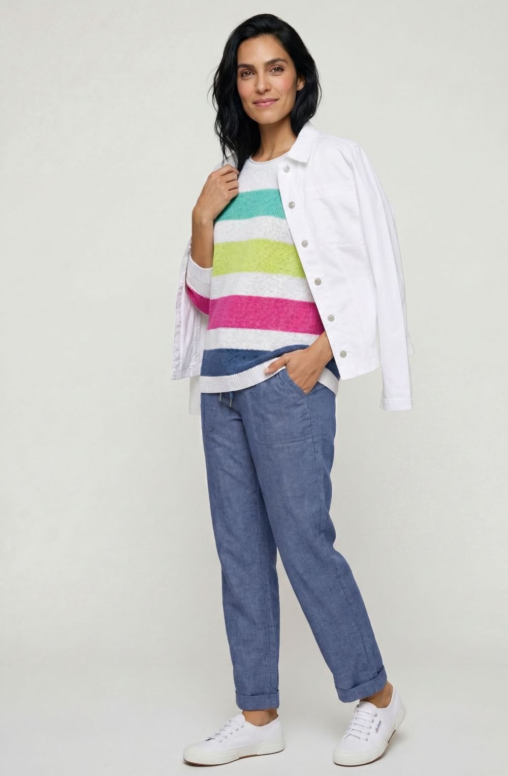 White Colour Block Henny Jumper