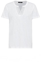 White Crochet Neck T Shirt