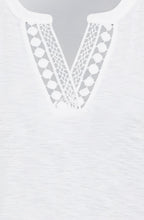 White Crochet Neck T Shirt