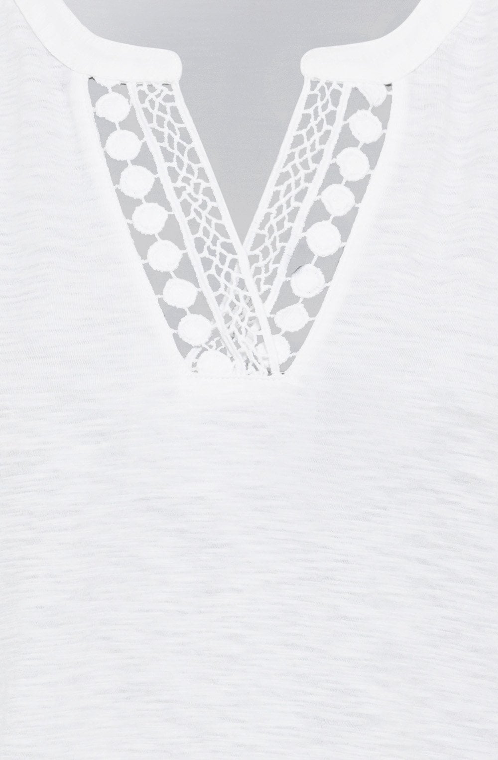 White Crochet Neck T Shirt
