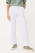 White Cropped Straight Leg Mona Trousers