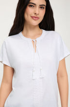 White Embroidered and Tassel Tie Design Cosima Top