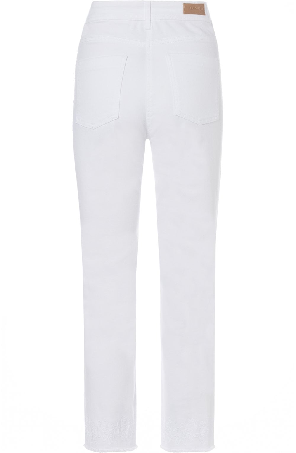 White Embroidered Hem Mona Straight Jeans