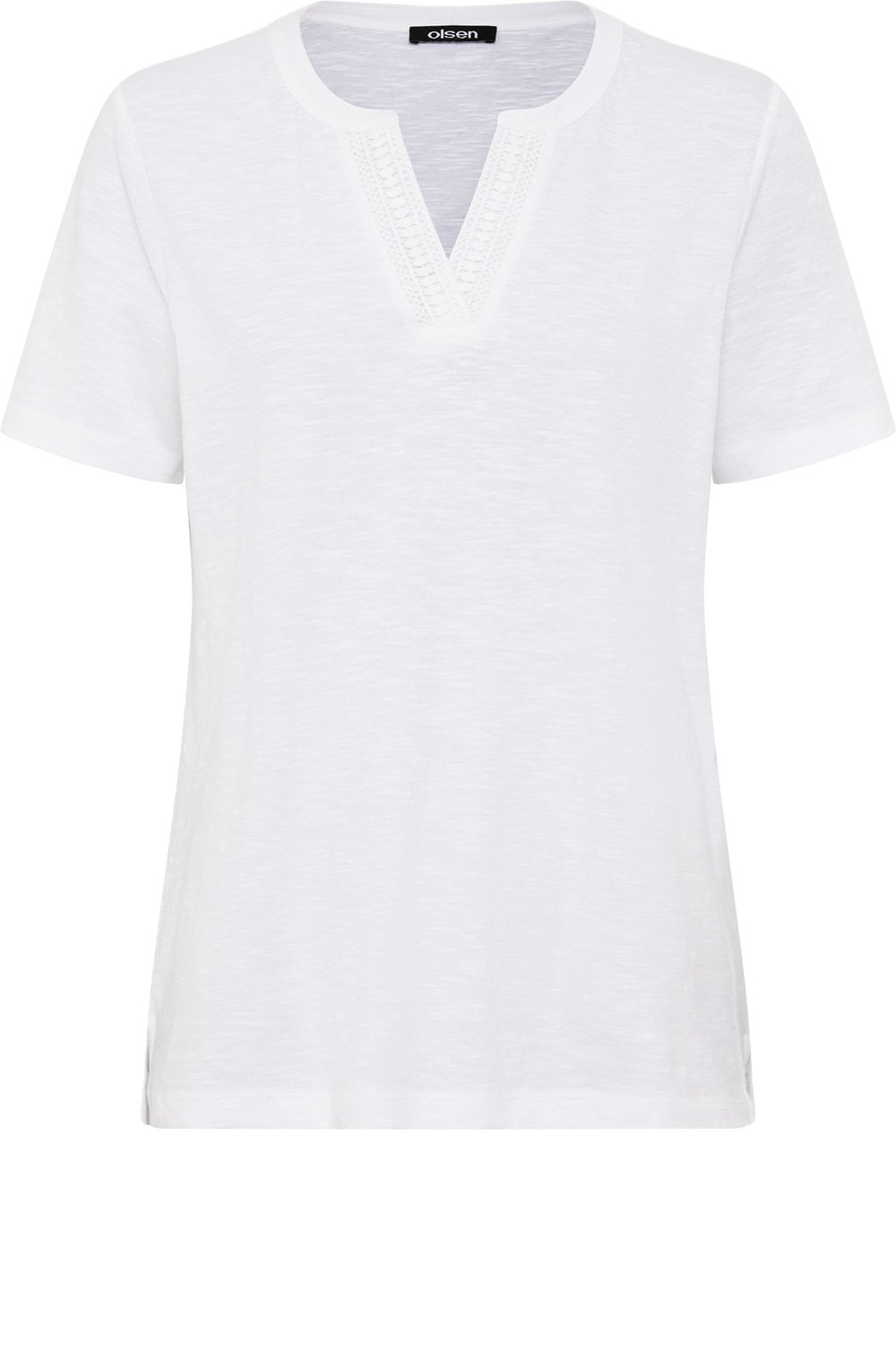 White Embroidered Neck Hannah T Shirt