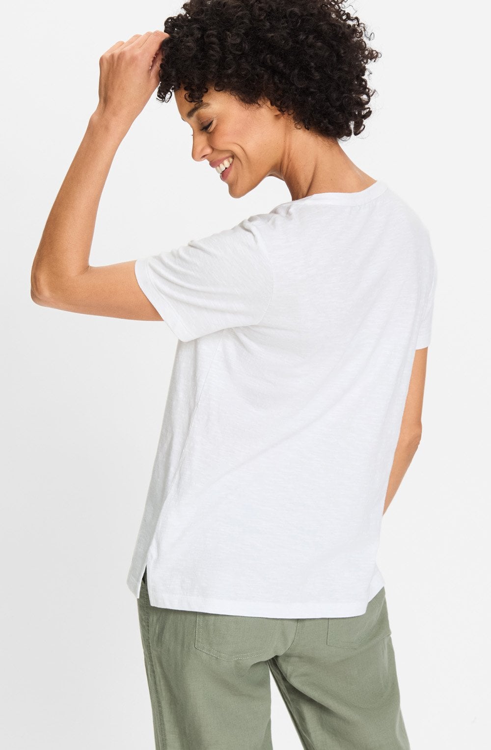 White Embroidered Neck Hannah T Shirt