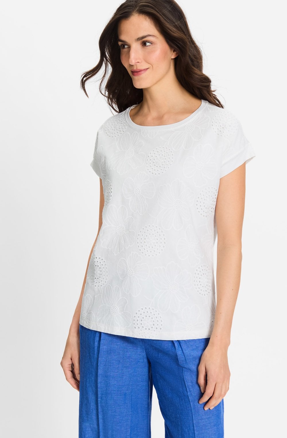 White Floral Embroidered Cosima Top