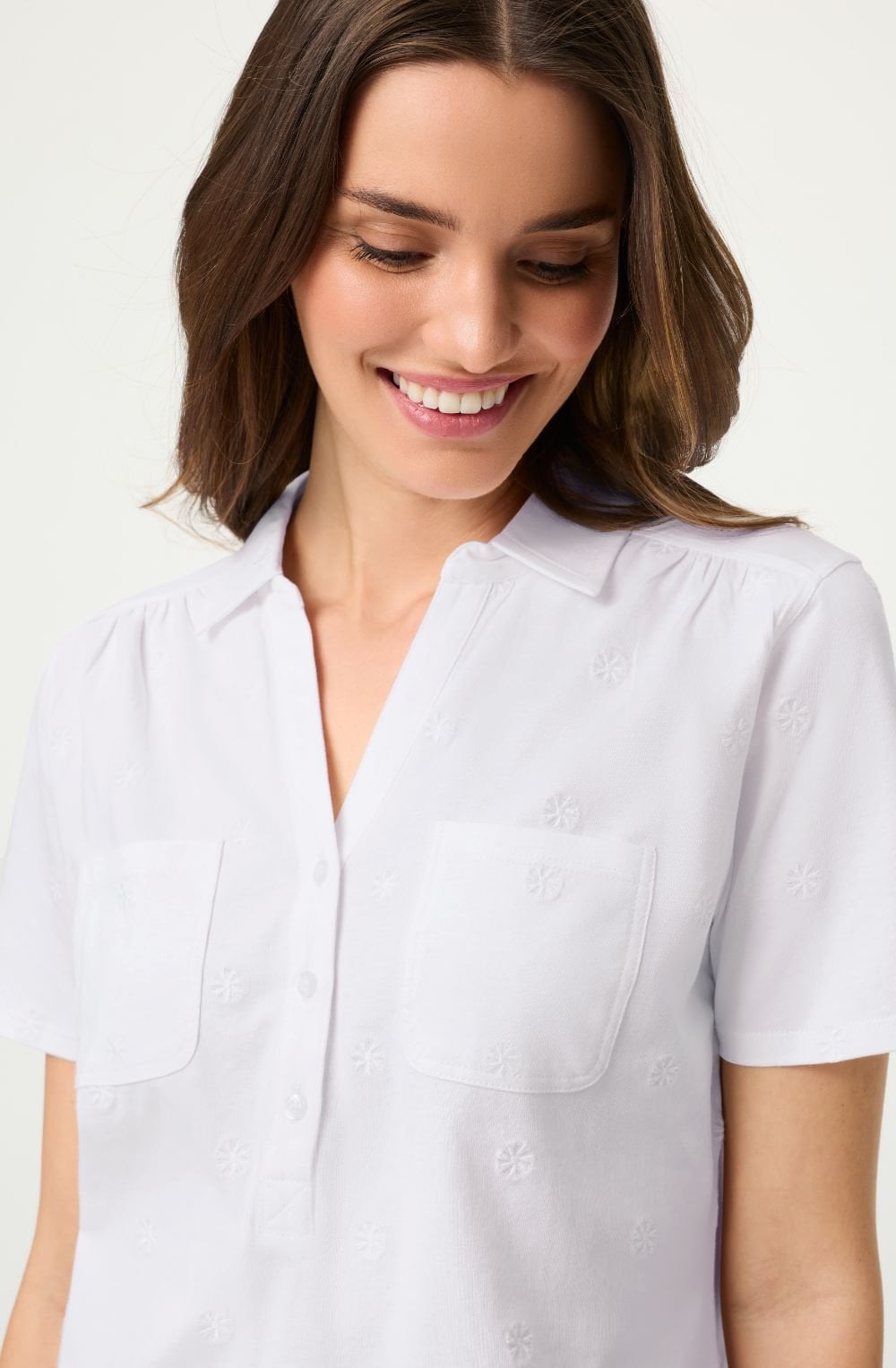 White Floral Embroidery Hannah T-Shirt