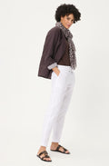 White Linen Mix Lisa Cropped Trousers