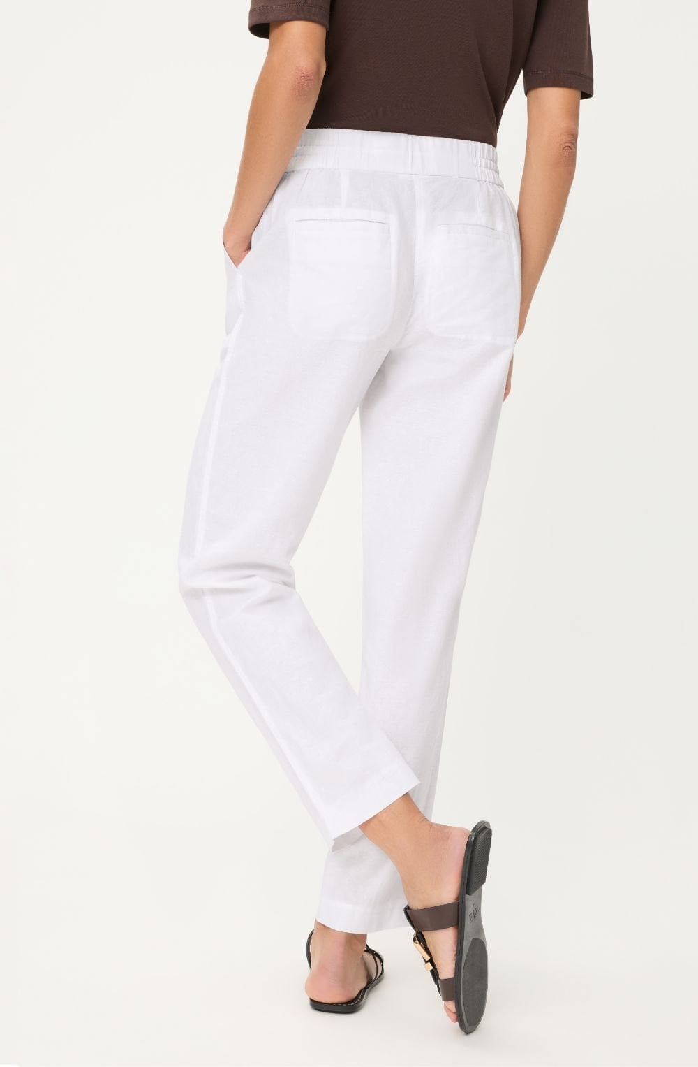 White Linen Mix Lisa Cropped Trousers