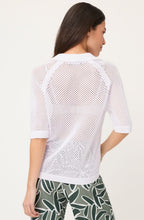 White Open Weave Collared Henny Pullover