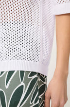 White Open Weave Collared Henny Pullover