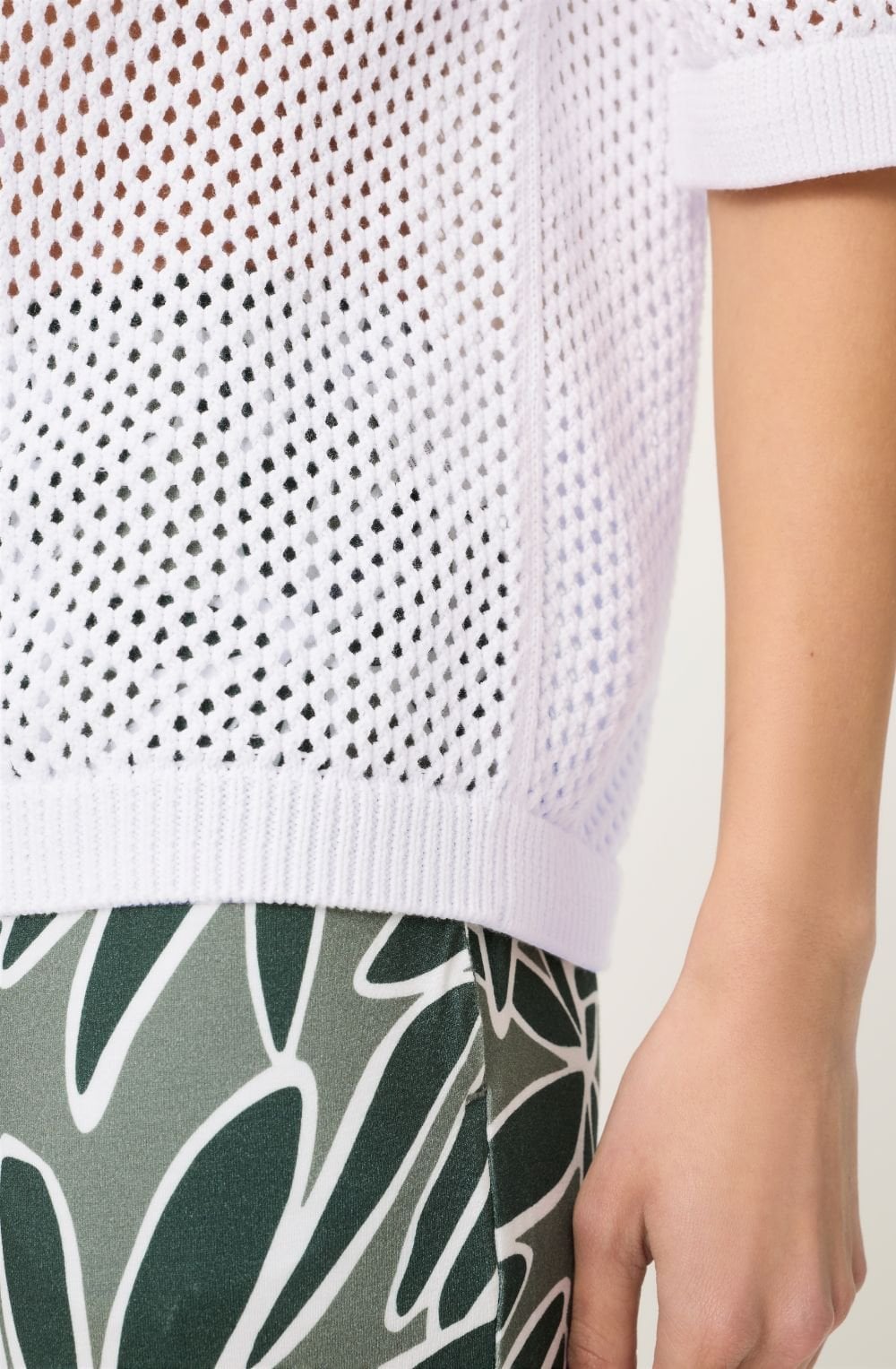 White Open Weave Collared Henny Pullover