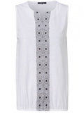 White Patterned Front Design Top
