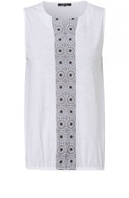 White Patterned Front Design Top