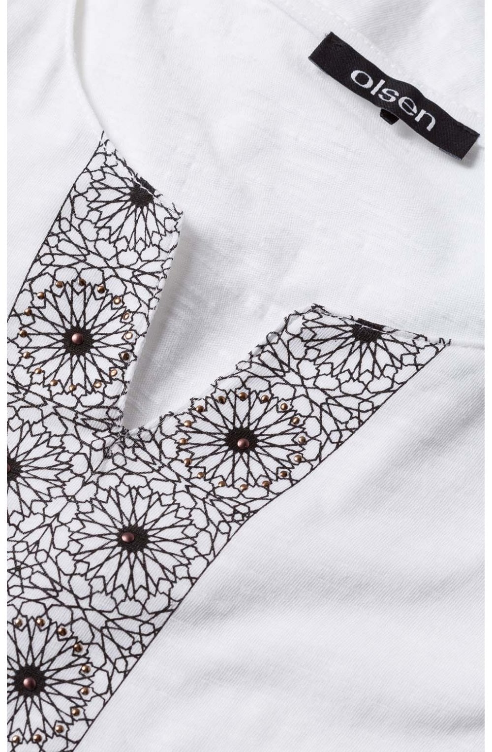 White Patterned Front Design Top