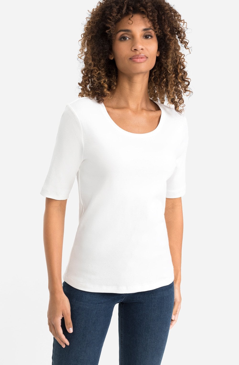 White Round Neck Edda T Shirt