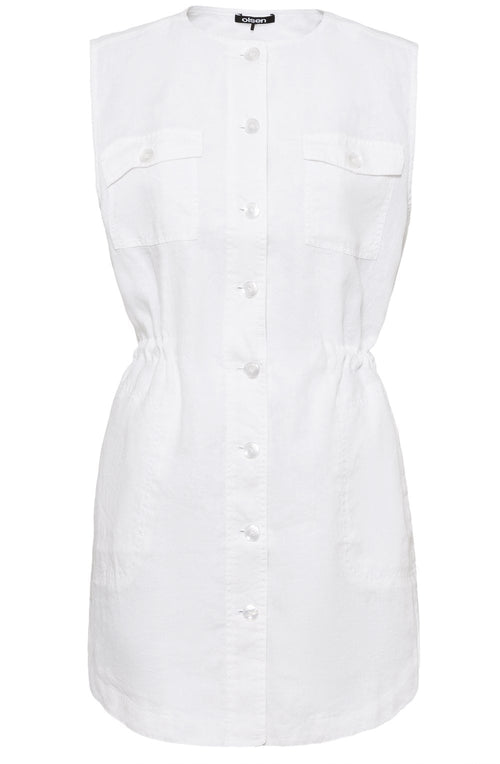 White Sleeveless Linen Tunic