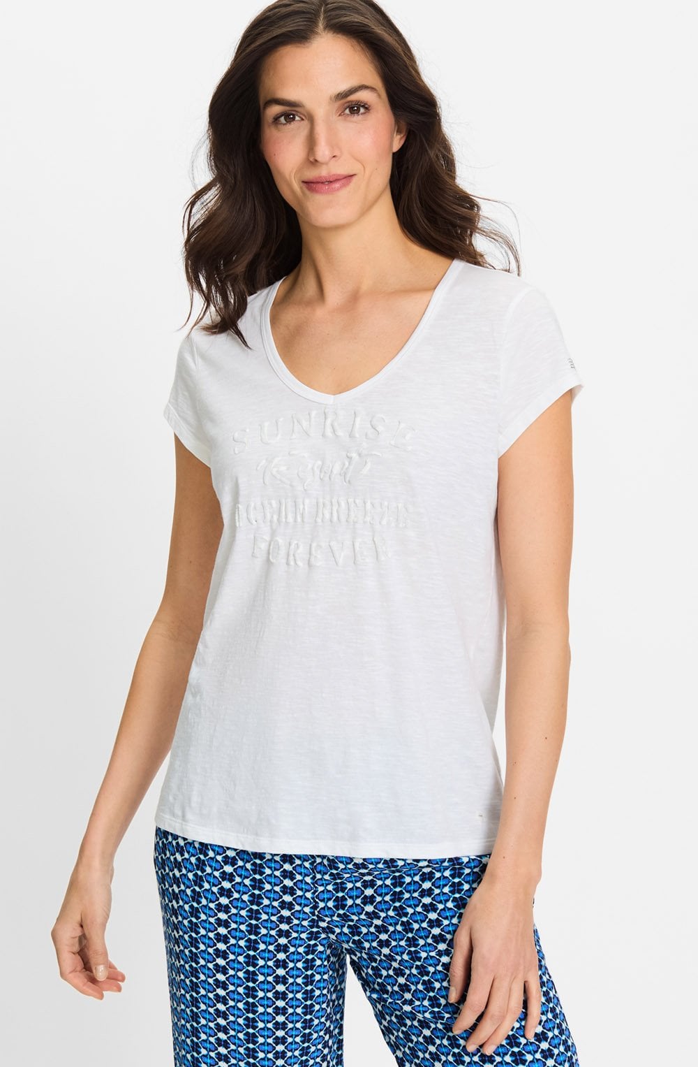 White Sunrise Resort Embossed Hannah T Shirt