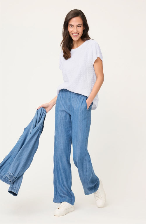 White Textured Jersey Relaxed Cosima T-Shirt