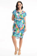 Alanya Pink and Blue Cotton Shift Dress