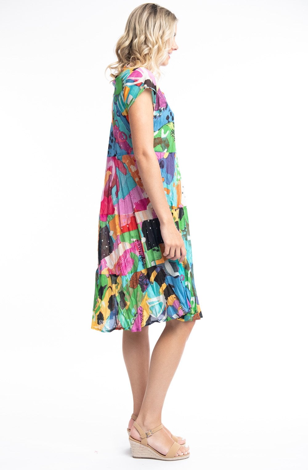 Alanya Pink Front Pocket Detail Crinkled Dress