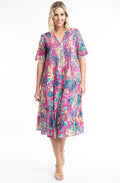 Balat Fuchsia Pleated A Line Dress