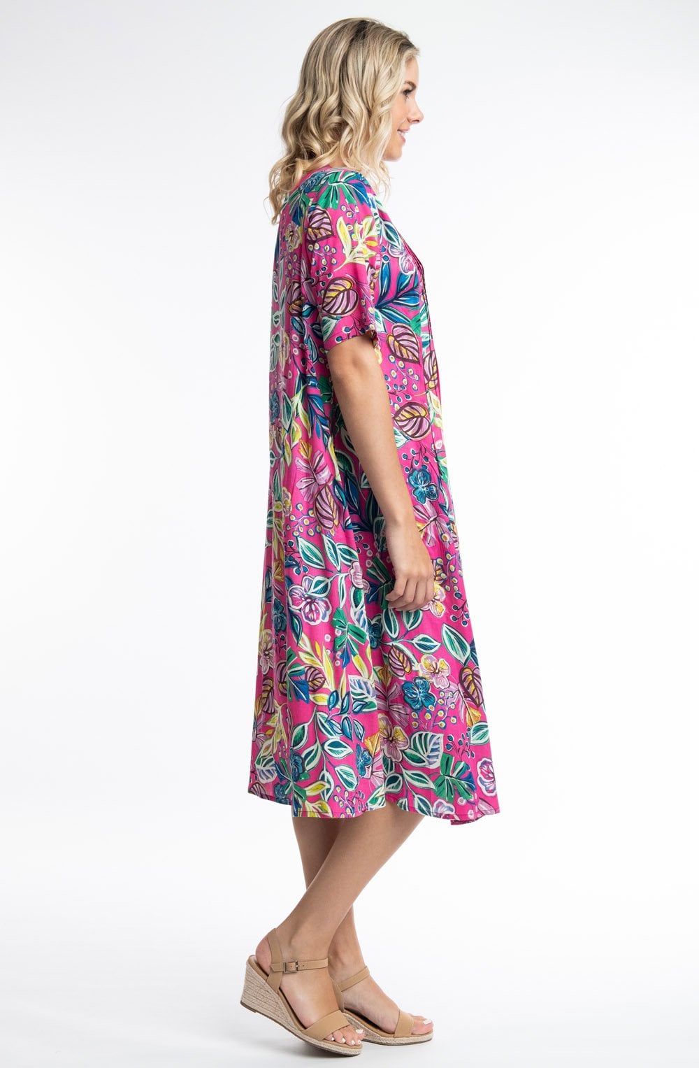 Balat Fuchsia Pleated A Line Dress