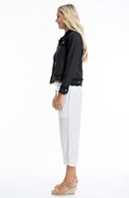 Black Linen Blend Frayed Jacket