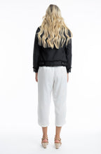 Black Linen Blend Frayed Jacket