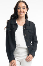 Black Linen Mix Frayed Jacket