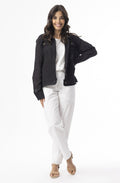 Black Linen Mix Frayed Jacket