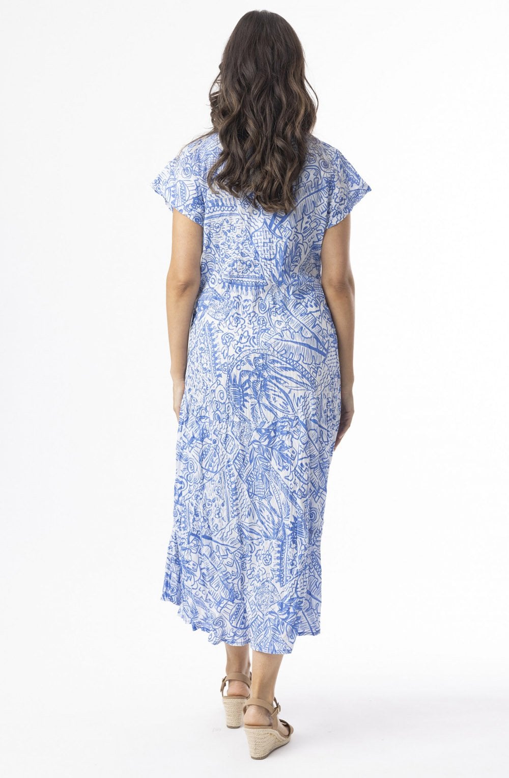 Blue Aksharay Cotton Bias Dress