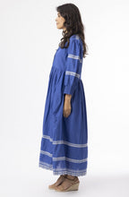 Blue and White Embroidered Maxi Dress