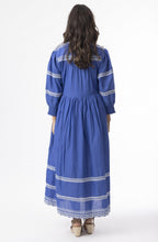 Blue and White Embroidered Maxi Dress