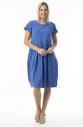 Blue Cotton Jersey Bubble Dress