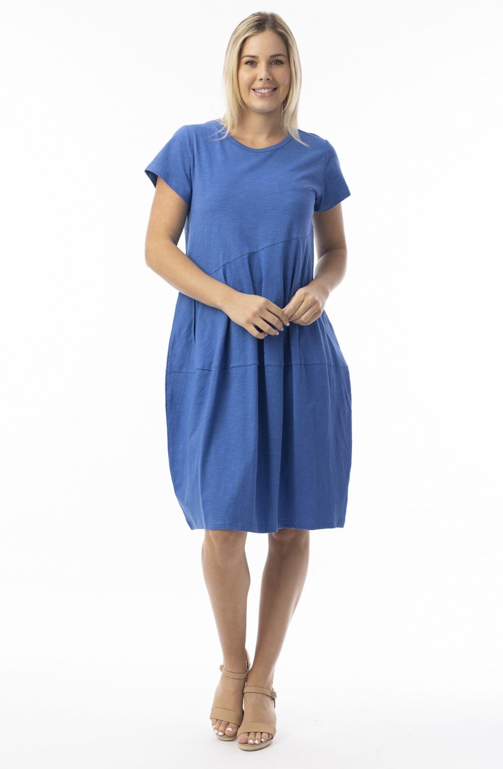 Blue Cotton Jersey Bubble Dress