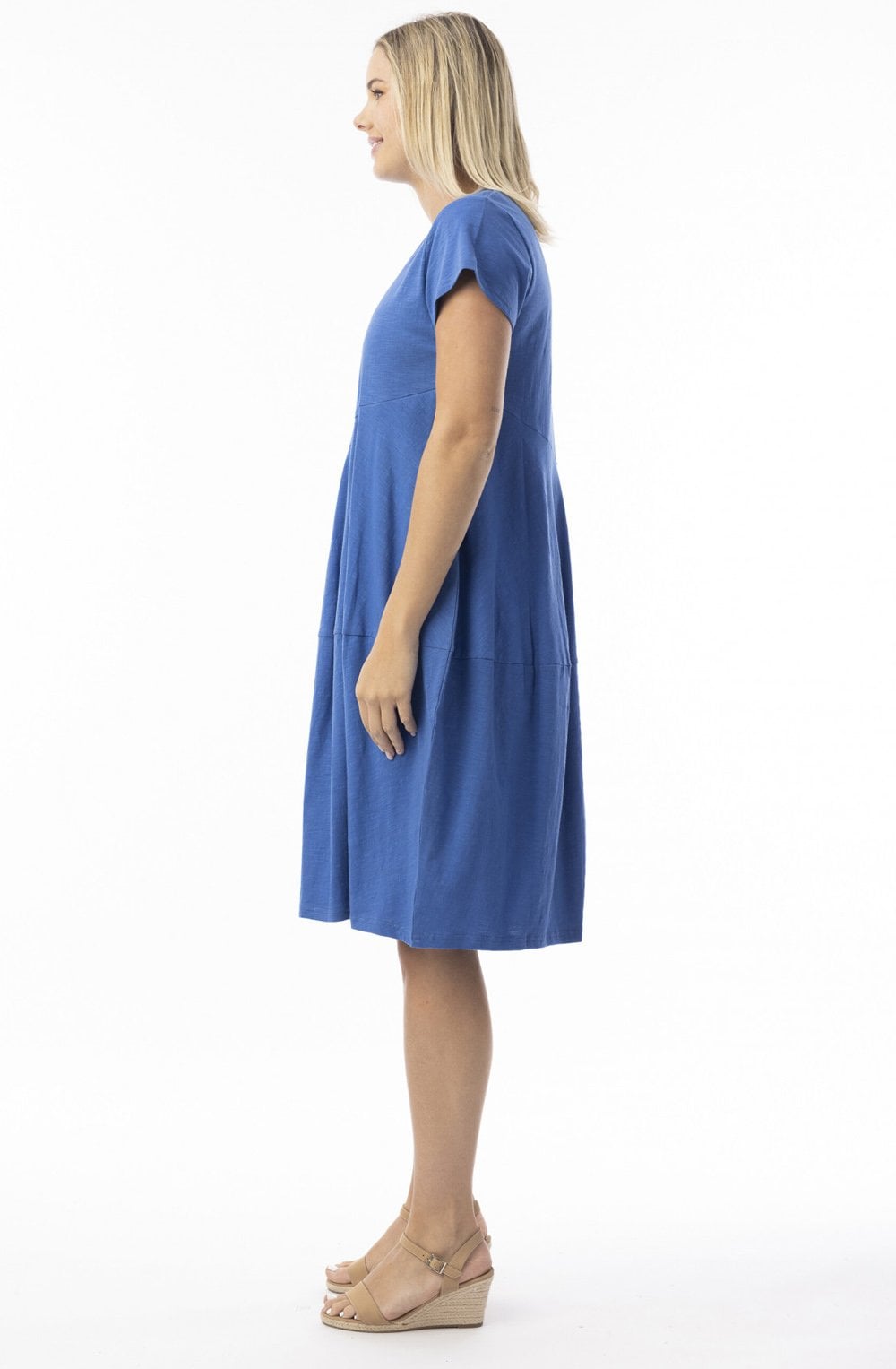 Blue Cotton Jersey Bubble Dress