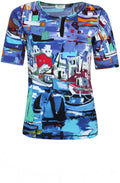 Boat Print T Shirt with V Detail Neckline