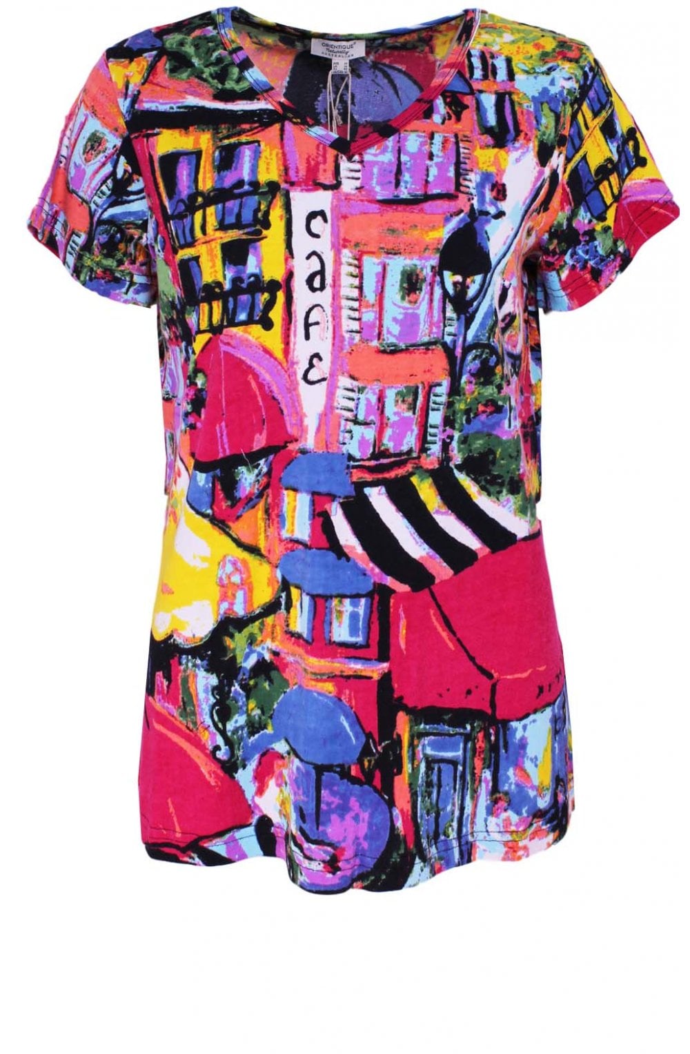 Cafe Cotton Patterned T Shirt