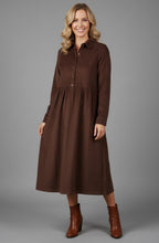 Chocolate Corduroy Collared Dress