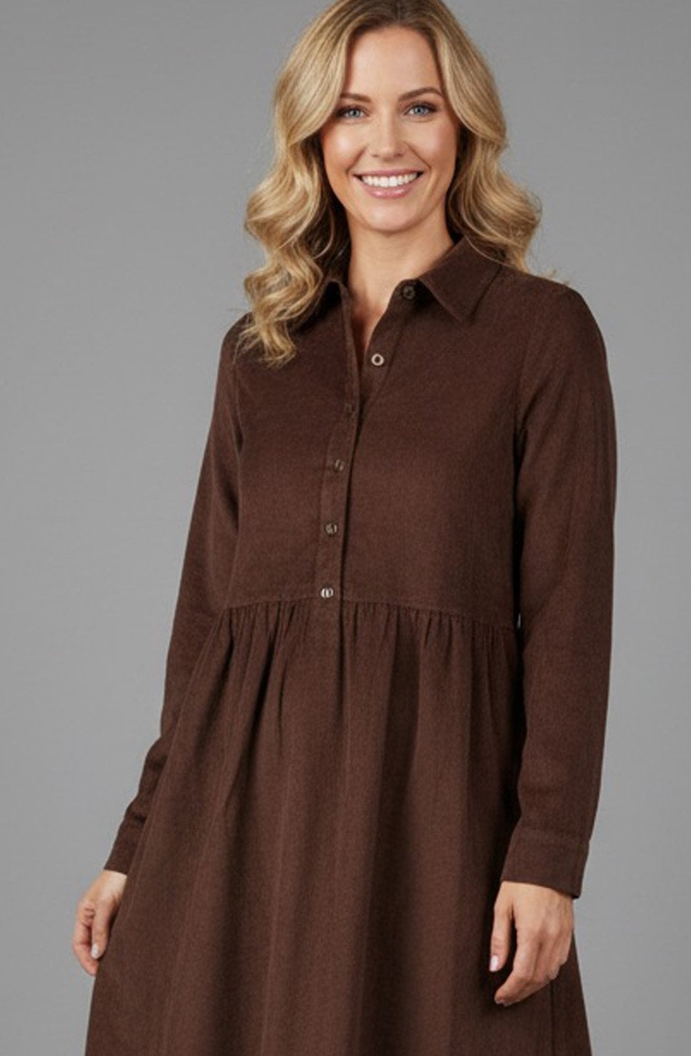 Chocolate Corduroy Collared Dress
