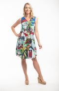 Cross Pleat Sleeveless Dress
