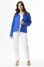 Electric Blue Linen Mix Frayed Jacket