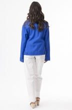 Electric Blue Linen Mix Frayed Jacket