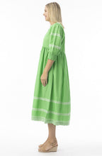 Green and White Embroidered Maxi Dress