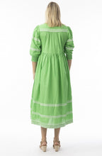 Green and White Embroidered Maxi Dress
