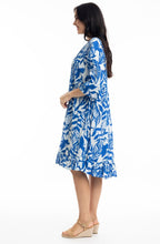Hayman Blue Frill Sleeve Pinch Pleat Dress