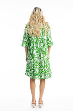 Hayman Green Frill Sleeve Pinch Pleat Dress