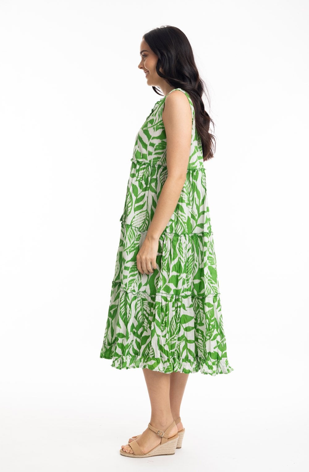 Hayman Green Tiered Midi Dress