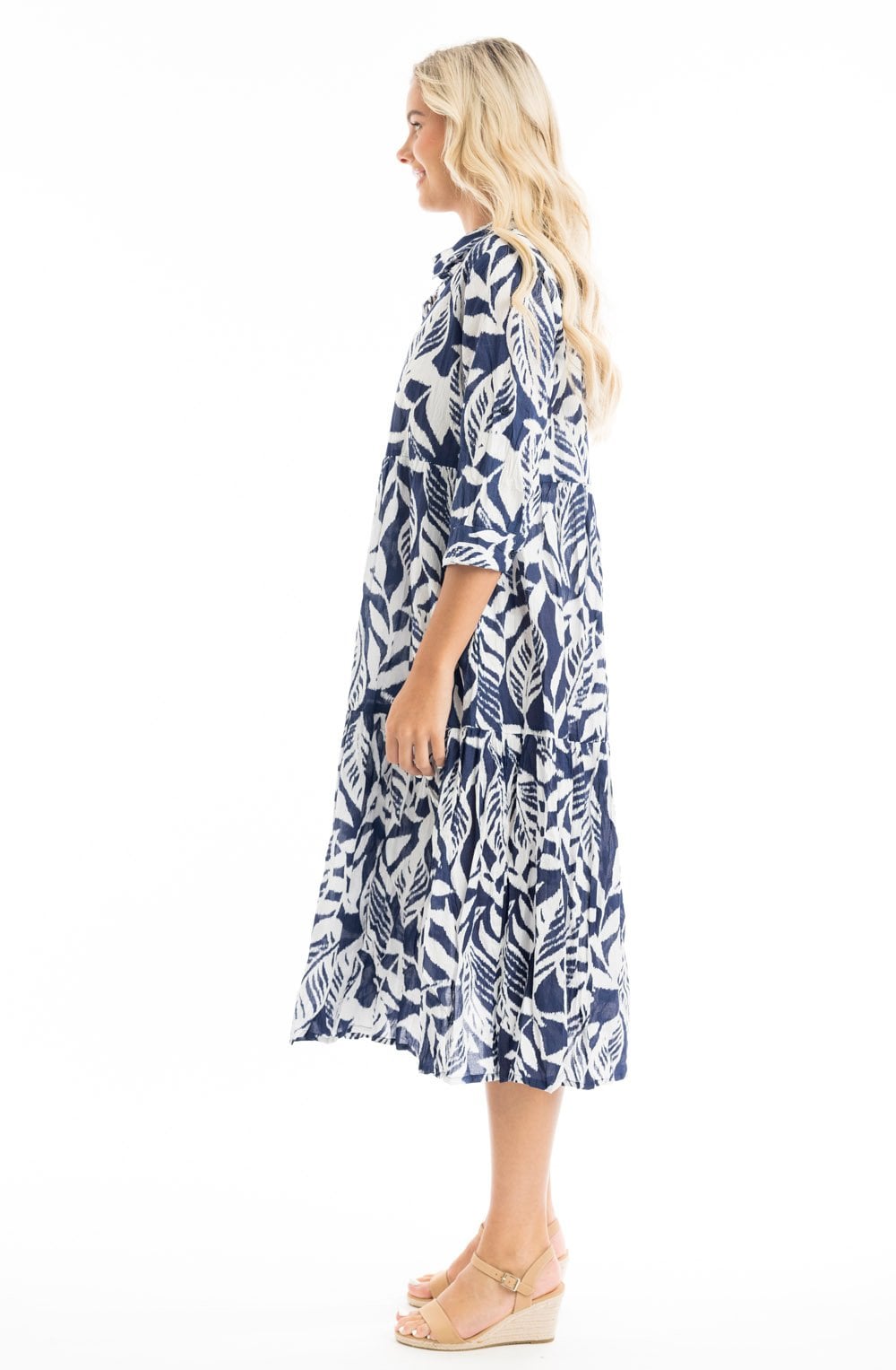 Hayman Navy Collared Midi Dress